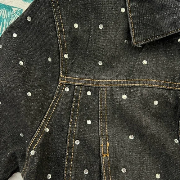 Bebe Black Jean Jacket with Stud Accents - Picture 8 of 10